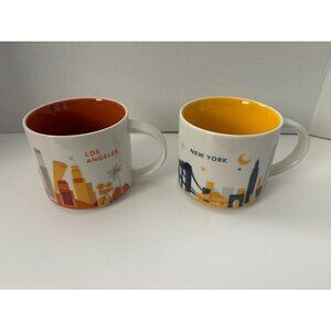 STARBUCKS You Are Here Collector's Coffee Tea Mugs LOS ANGELES NEW YORK